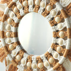 Boho Round Decorative Leaf Macrame Wall Mirror