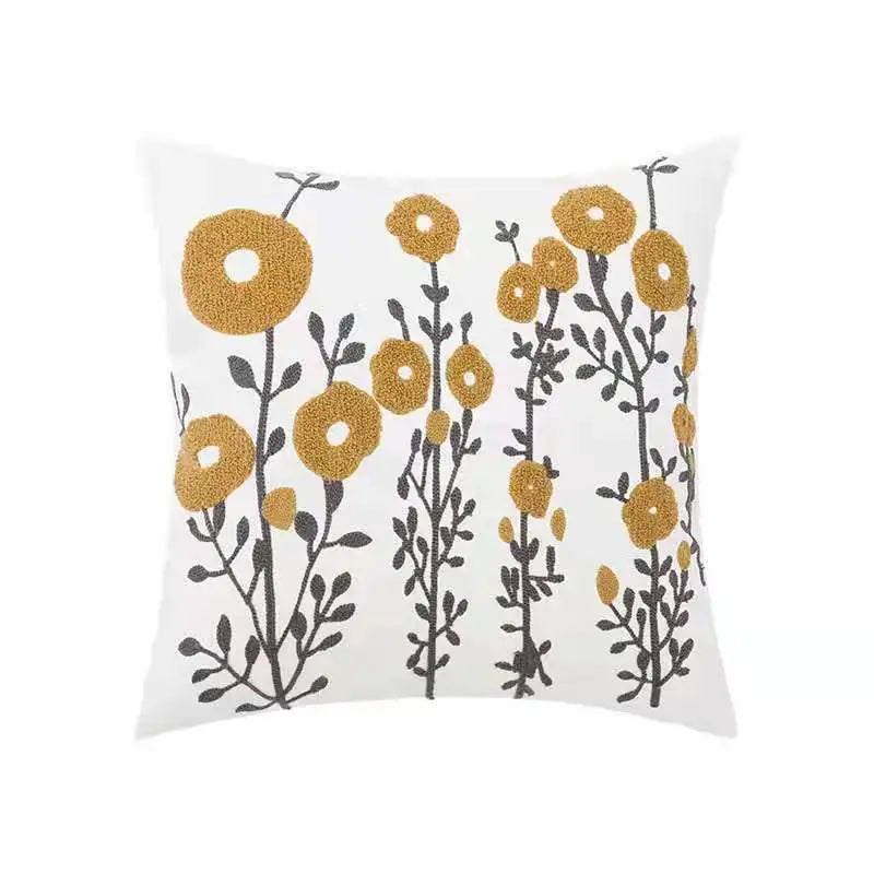 🌼 Cozy Embroidered Throw Pillow Cover – Nordic-Inspired Boho Home Decor Accent